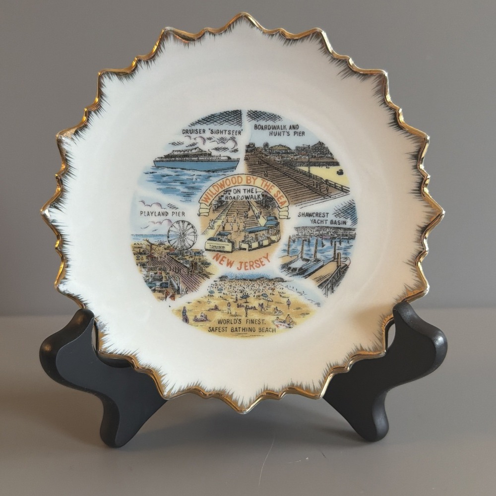 Vintage Mid-Century Wildwood New Jersey 5" Souvenir Wall Plate Playland Pier